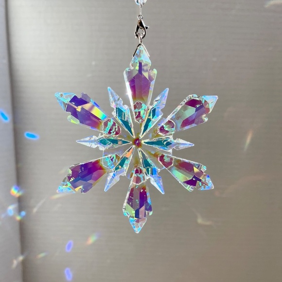 Crystal Snowflake Sun Catcher Christmas Tree Decor Czech Bohemia Crystal Gift - Picture 8 of 10